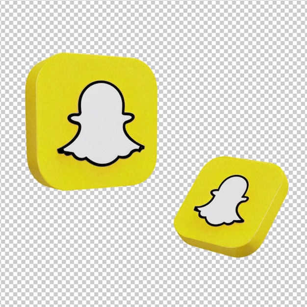 PSD un carré arrondi 3d avec le logo snapchat isolé sur un fond transparent