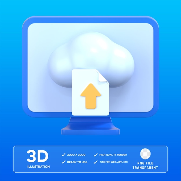 PSD carregamento de nuvem psd ilustração 3d