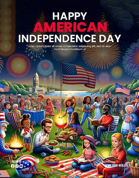 PSD cartaz do dia da independência americana