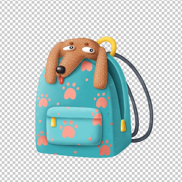 Cartoon Hund im Rucksack