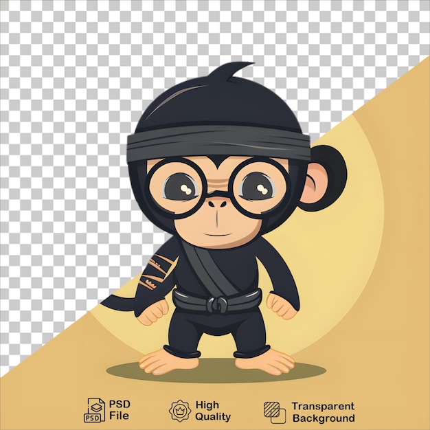 PSD cartoon ninja monkey con casco nero e occhiali digital art