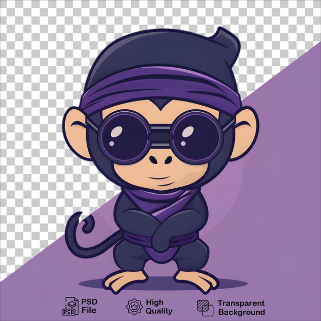 Cartoon Ninja Monkey con casco nero e occhiali Digital Art