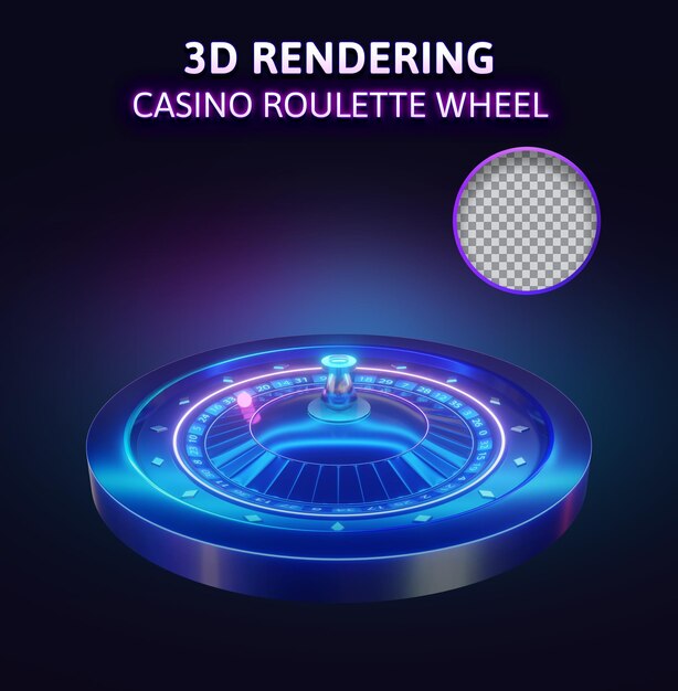 PSD casino-roulette-rad mit futuristischer neon-3d-rendering-illustration