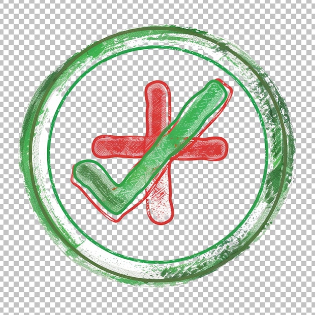 PSD un cercle vert avec un x rouge est étiqueté x sur un fond transparent png