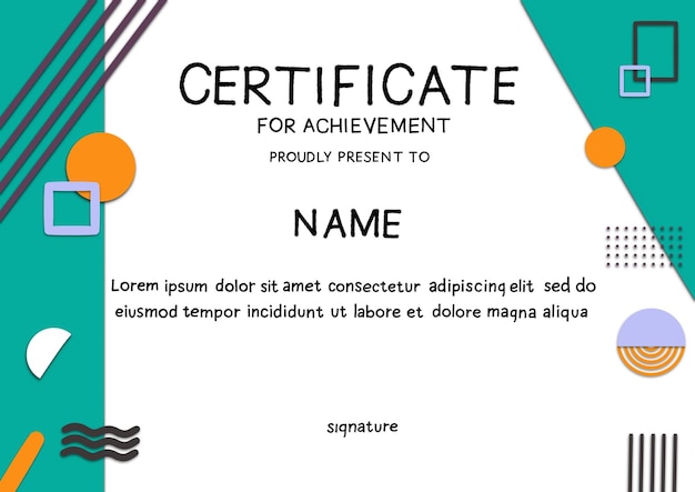 PSD certificat de résumé géométrique polyvalent conception simple et propre pour les occasions formelles ou non formelles