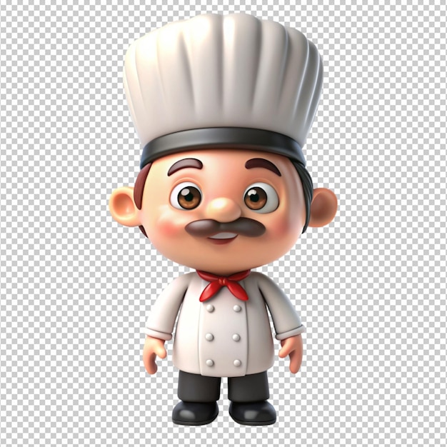 PSD chef bonito em 3d em fundo branco