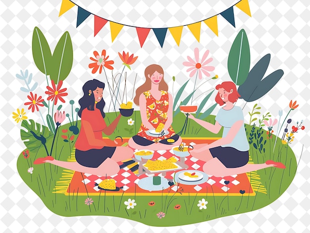 PSD cimburijada festival mit freunden kochen und essen scrambl png festival 2d flat art illustrationen