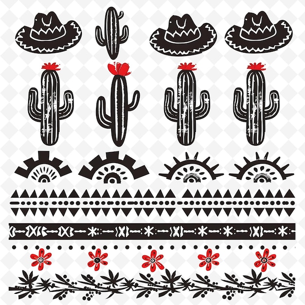 PSD cinco de mayo string borderlines design com motivos de cactos uma arte abstrata criativa