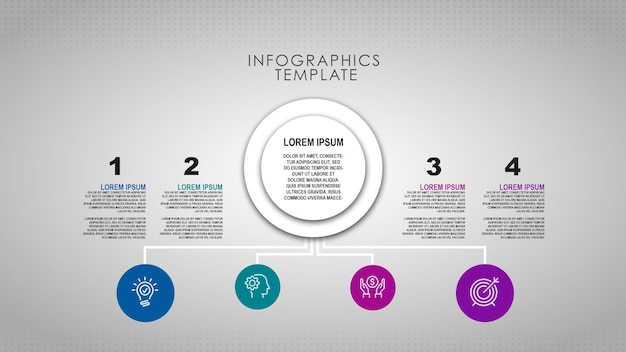 Circular Timeline Steps Infografik-Vorlage mit vier Schritten