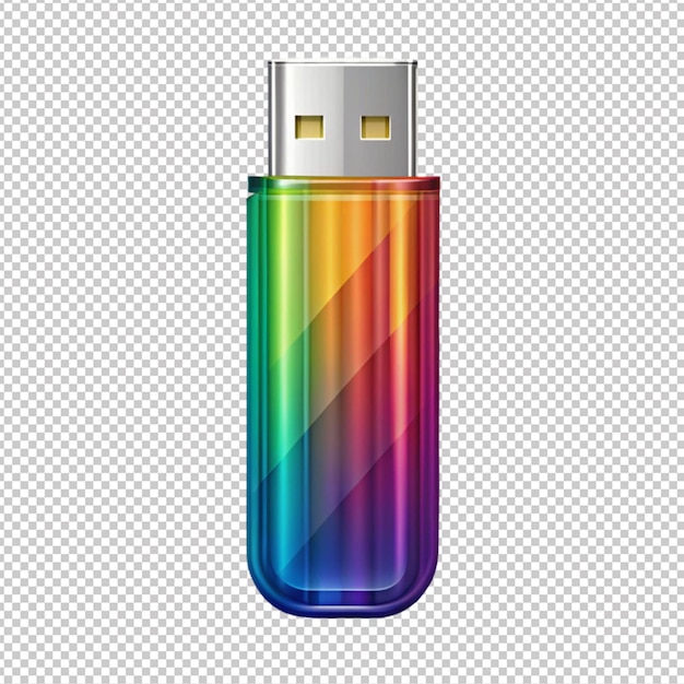 PSD une clé flash colorée sur un fond transparent