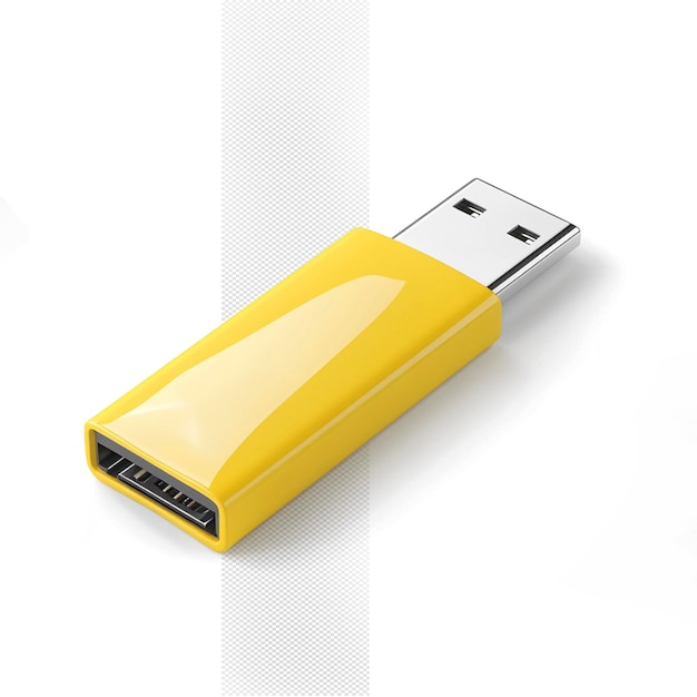 PSD la clé usb jaune est isolée.