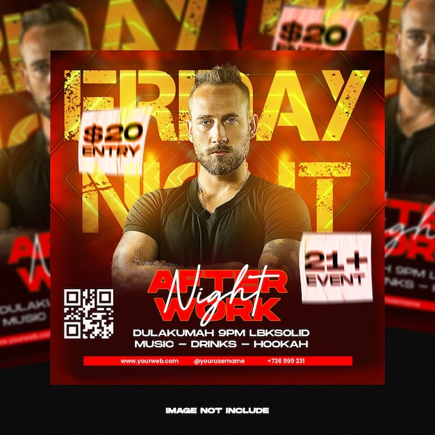 Club DJ Party Flyer Social Media Post und Web Banner Vorlage