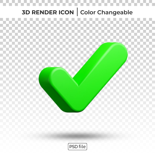 PSD cochez l'icône modifiable de couleur de rendu 3d