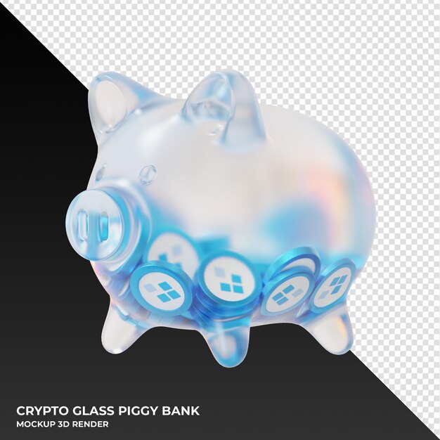 PSD cofrinho de vidro ssvnetwork ssv com ilustração 3d de moedas criptográficas