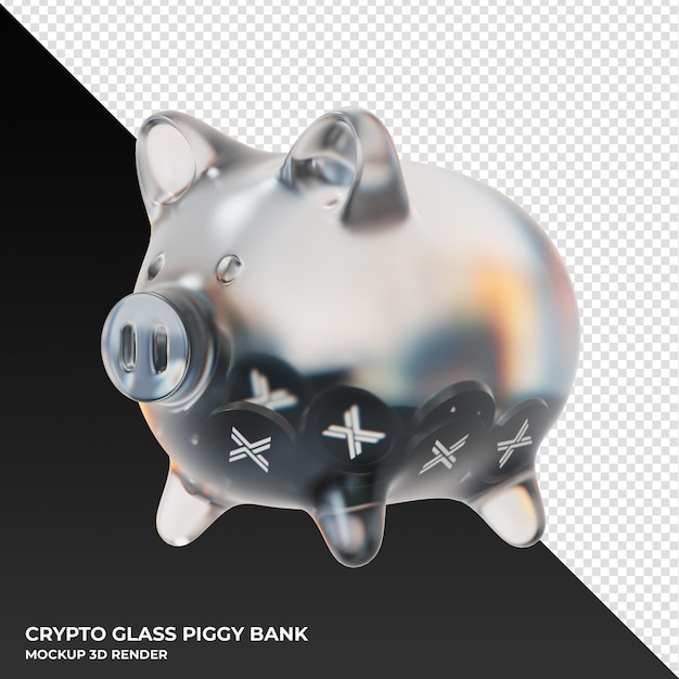 PSD cofrinho de vidro x imx imutável com ilustração 3d de moedas criptográficas