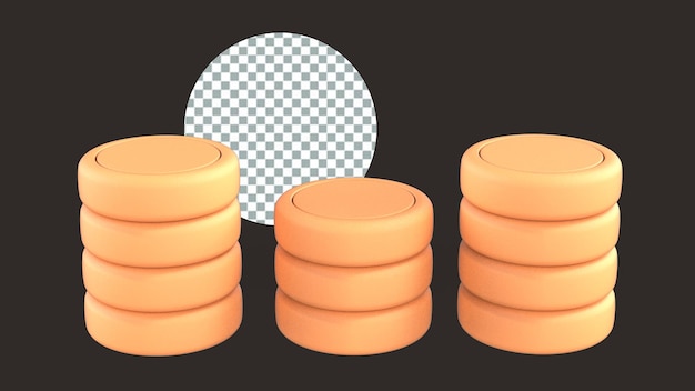 PSD coin stacks 3d render ilustração para negócios dinheiro de investimento conc