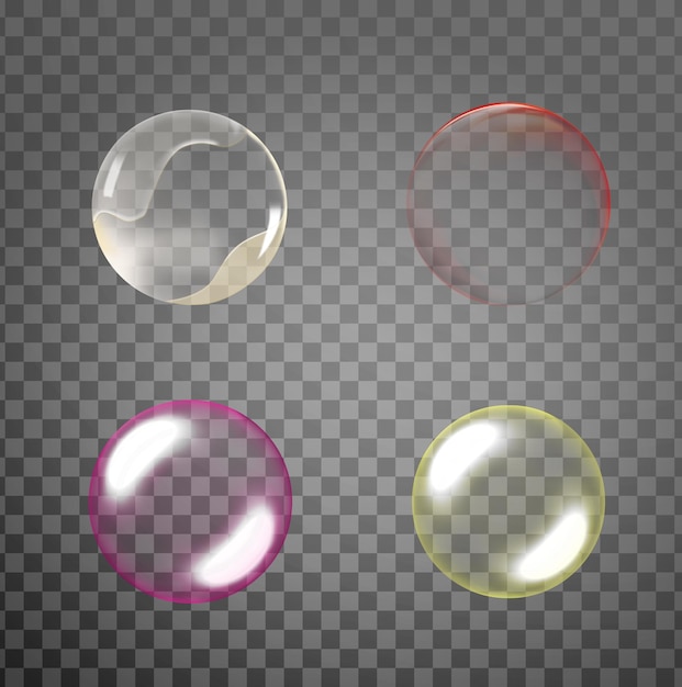 PSD collecte de bulles de mousse brillante couleur bulle de savon fond transparent