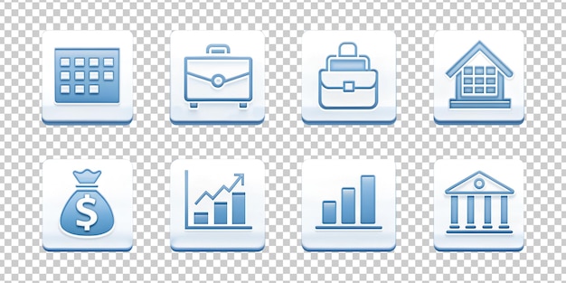 PSD collection d'icônes de l'économie bleue et de la finance isolées sur un fond transparent