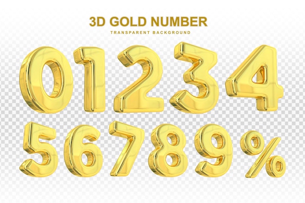 PSD collection de nombres d'or en 3d