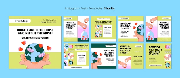 Collection de publications instagram de la fondation caritative