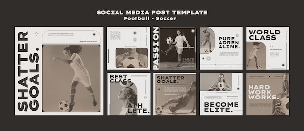 Collection de publications instagram sur le jeu de football