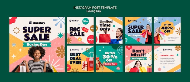 Collection de publications instagram le jour de la boxe