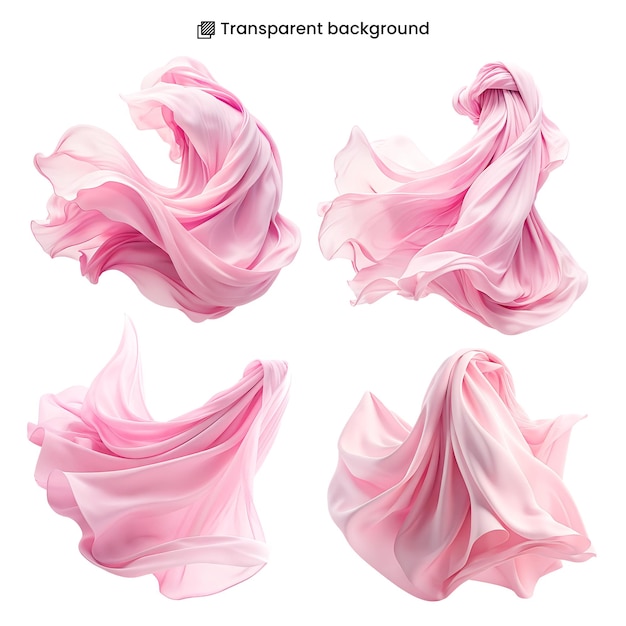 PSD une collection de tissu de chiffon rose flottant sur le vent