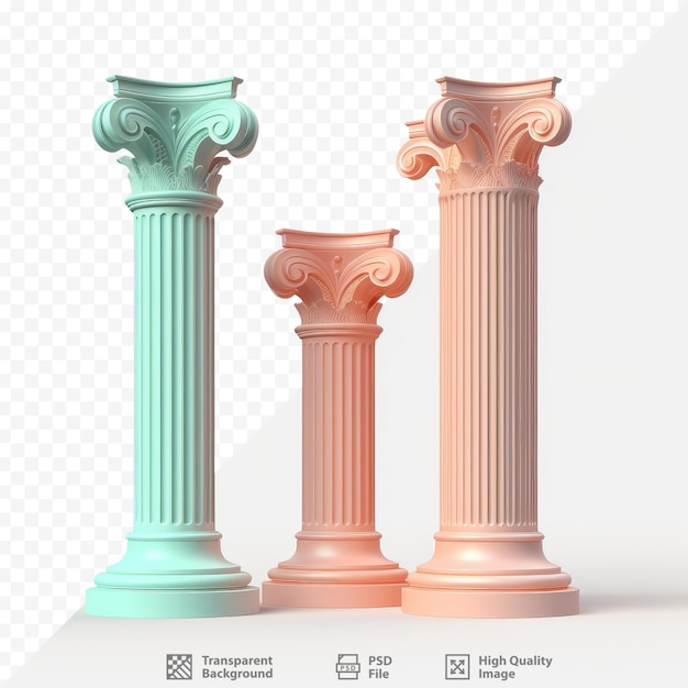 PSD colonnes posées seules sur fond transparent