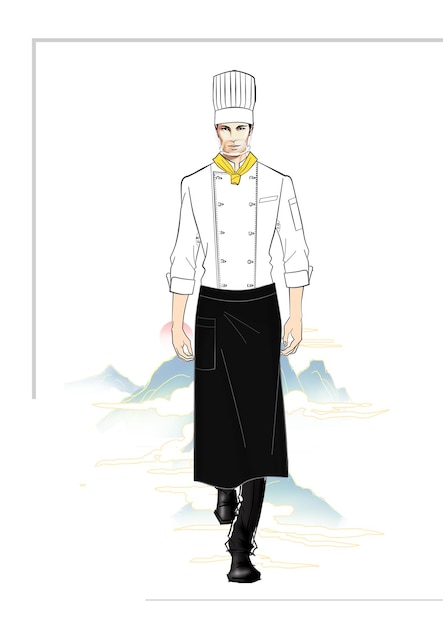 PSD conceito de estilo de roupa de trabalho uniforme de pano de trabalho de chef