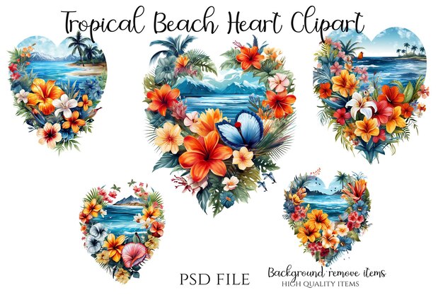 PSD conception de coeur tropical psd haute qualité clipart