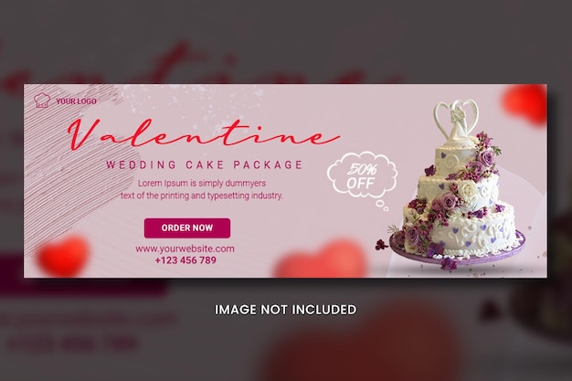 PSD conception de la couverture du gâteau de la saint-valentin sur facebook