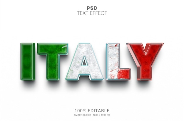 Conception d'effet de texte modifiable PSD Italie