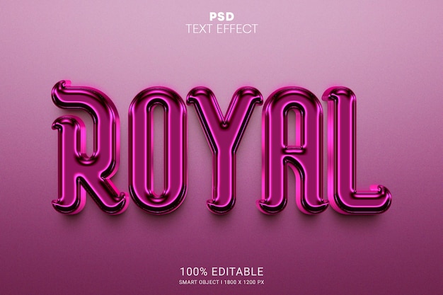 Conception d'effet de texte modifiable Royal 3D PSD