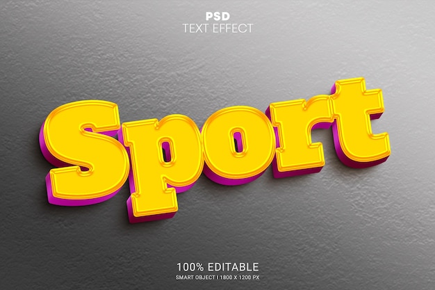 Conception d'effets de texte modifiables PSD 3D Sport