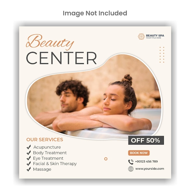 Conception de modèle de publication sur les médias sociaux ou instagram du centre de beauté et de spa