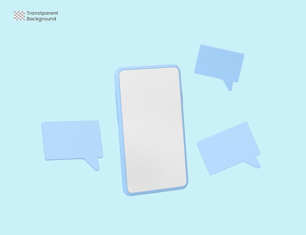 PSD concetto di app per la conversazione dei messaggi. social media background mockup copy space rendering 3d