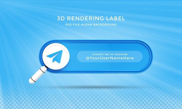 PSD conecte-me no telegram mídia social modelo de ícone de renderização de ícone de renderização no terço inferior do terceiro