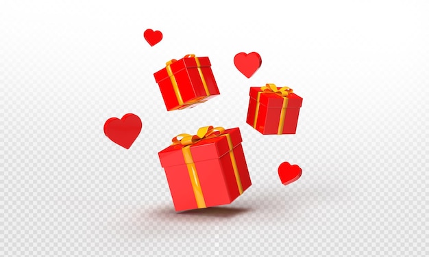 PSD confezione regalo 3d rossa con cuore