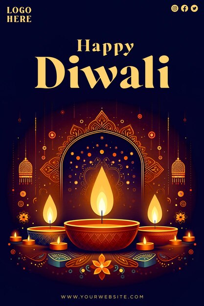 PSD congratulazioni per la celebrazione del festival di diwali poster design diwali greeting card celebrazione sfondo