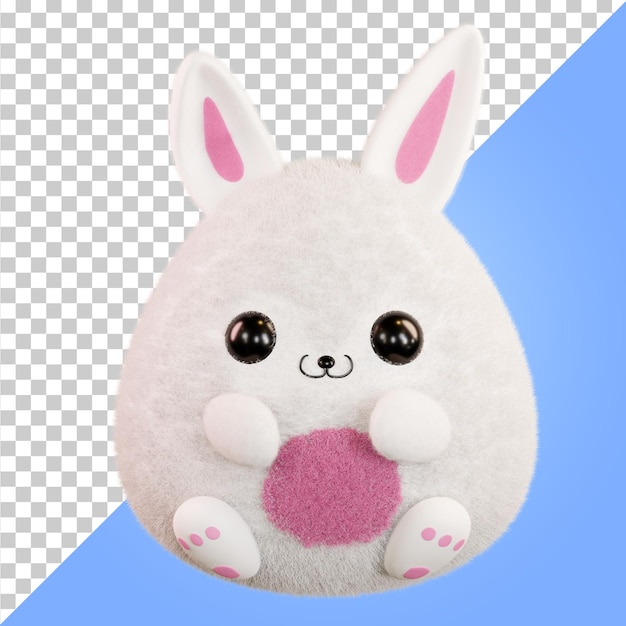 Coniglio di Pasqua 3d render Coniglio divertente peluche Coniglio grasso cartone animato