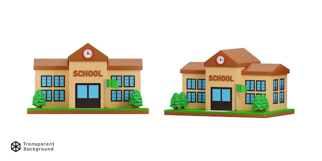 PSD conjunto de ícones da escola 3d render conceito de educação ícone ilustração vetorial