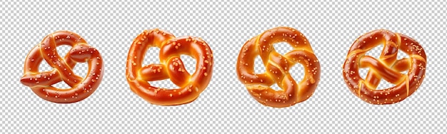 PSD conjunto de pretzels isolados em fundo transparente