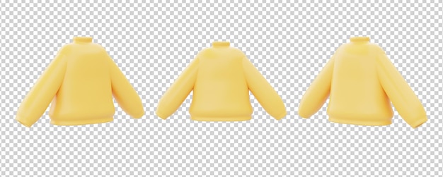 PSD conjunto de renderização 3d de camisola amarela