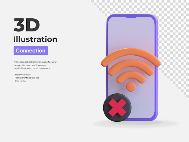 Connexion wifi mobile icône introuvable illustration 3d