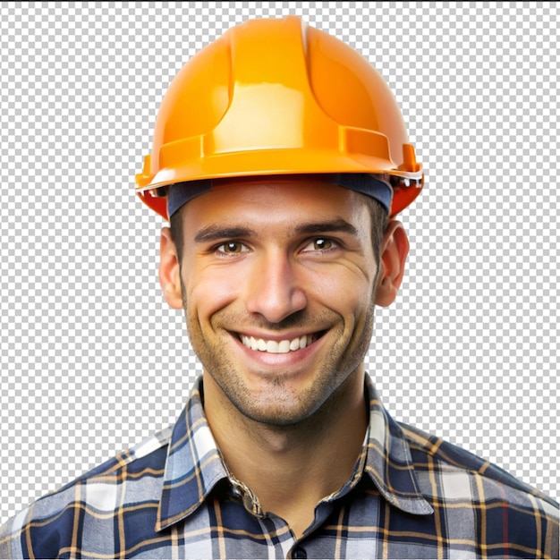 le constructeur dans un gilet de construction et un casque orange debout sur le mur blanc ingénieur spécialiste de la sécurité