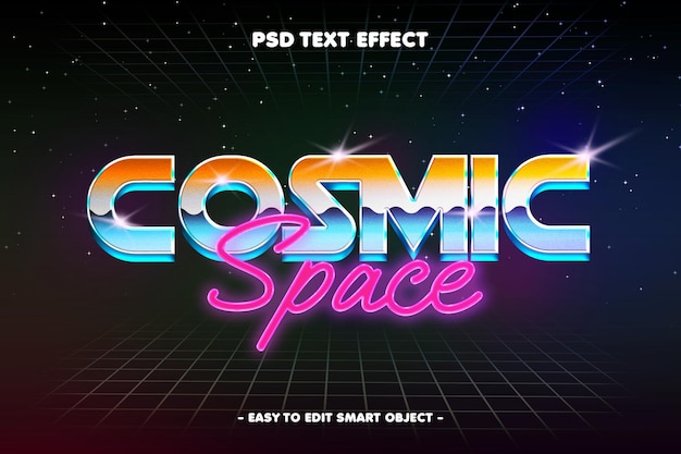 Cosmic Space Retro Style 3D Efeito de Texto