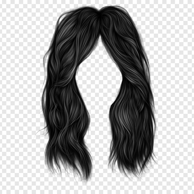 PSD coupe de cheveux longue en couches frange png illustration peinte à la main libre