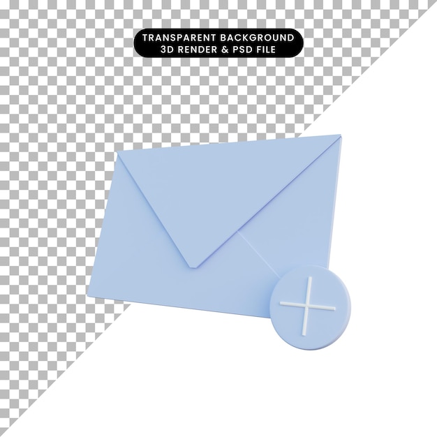 PSD courrier d'objet simple illustration 3d