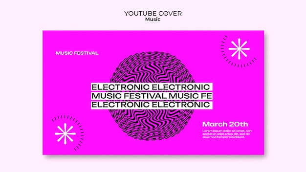 Couverture youtube de musique électronique design plat