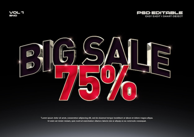 Creative Big Sale 3D-Texteffekt-Vorlage